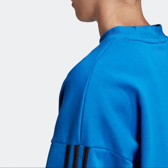 Adidas Oversized Crop sweater cinch waist Blue M - Picture 6 of 14